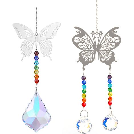 Prisme En Verre Cristal Papillon - Pour Fenêtre Jardin Lustre Décoration Intérieure Extérieure - 2 Pièces (1/5)