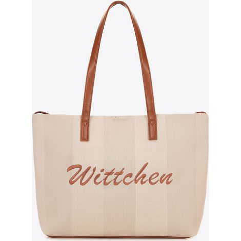 Sac cabas Wittchen pour femme, avec éléments en similicuir, beige et marron, polyester beige et marron (1/5)
