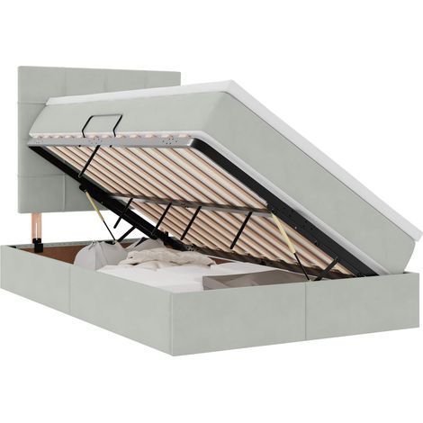 Maison Exclusive - Aufbewahrungsbett mit Matratze Hellgrau 120 x