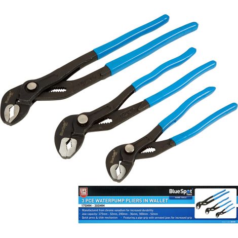 BlueSpot 3pc Plumbers Adjustable Waterpump Pipe Wrench Pliers 175mm - 300mm (1/5)