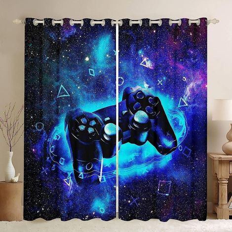 Set of 2 Video Blackout Curtain Game Controller Lightning Player 200 x 160 cm Thermal Insulation 3D Print Decoration Living Room Curtain Sound Insulation for Children's Bedroom (1/5)