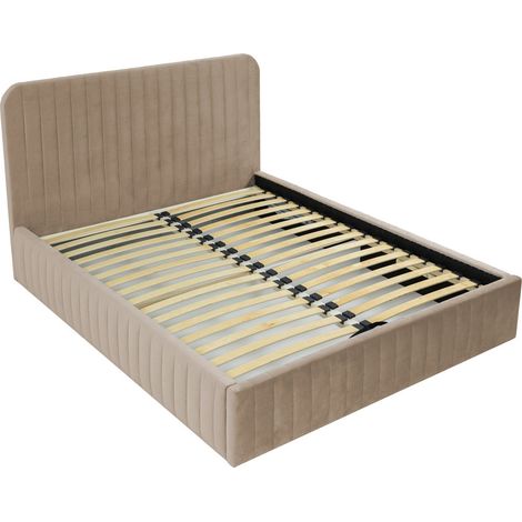 Stuart - lit coffre - 160x200 cm - sommier inclus - en velours - latte (1/5)