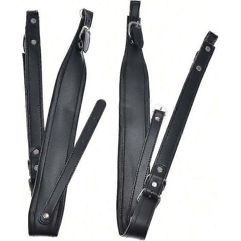 Lot de 2 sangles d'accordéon en cuir véritable noir pour accordéon 16-120 basses