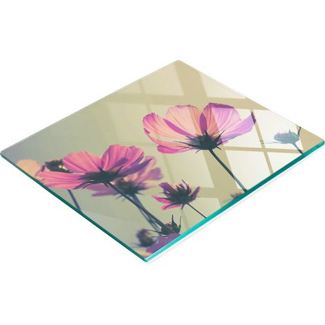 Tabla de cocina de vidrio templado con gr谩ficos decorativos de flores rosas, 60x52 cm. (1/5)