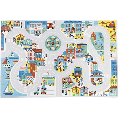 Tappeto per bambini a forma di auto - Tema città - Morbido e antiscivolo - Motivo urbano - Tappeto da gioco per camerette di bambini e bambine - 120 x 80 cm - Lavabile a mano - Adatto a bambini dai 2 (1/5)