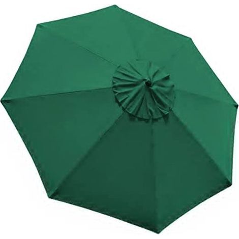 Toile de rechange pour parasol - Protection solaire et pluie - 3 m de long, 6 baleines - Toile seule, mât non inclus - Polyester - Verte (1/4)