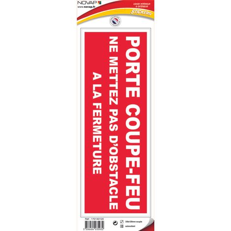 Panneau Porte coupe feu ne pas mettre d'obstacle à la fermeture - Vinyle adhésif 330x120mm - 4035932