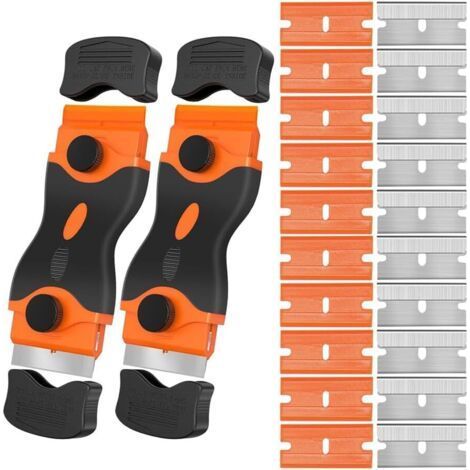 2pcs Double Head Scraper, Cleaning Scraper Tool with 20 Blades Ceramic Hob Scraper/Car Film Scraper/Glass Scraper (1/5)