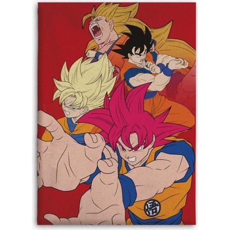 Plaid Polaire en flanelle Dragon Ball Z - Son Goku et Son Gohan - Rouge