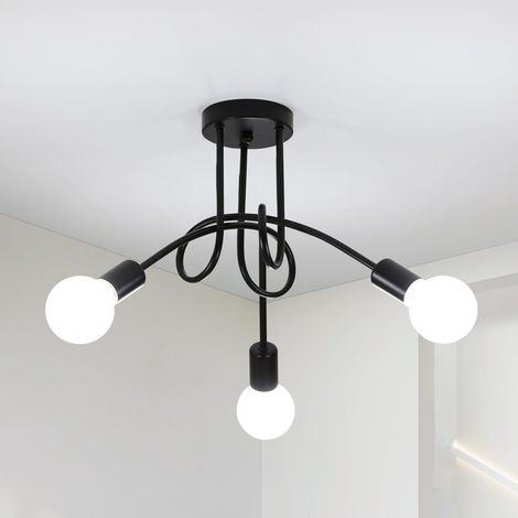 Suspension Rétro 3 Lumières Noir E27 Ø40cm Salon Cuisine (1/5)