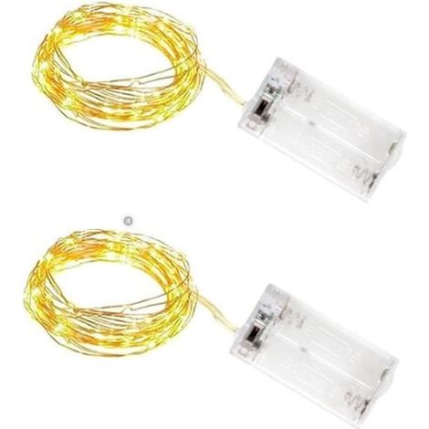 2 Pièces Guirlande Lumineuse à Fil LED,1M 10LED Guirlandes Lumineuses à Piles, pour Les Fêtes de Noël,la Fête, et Le décor de Votre (1/4)