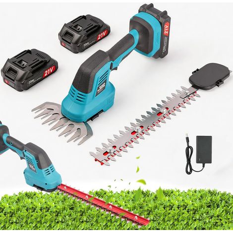 Taille-Haie sans Fil 600W, 2 Lames, 2 Batteries 21V 2.0Ah, Jardin 2-en-1 haies et gazon Dual batteries pour travail continu Lames interchangeables rapidement Léger et sans fil (1/5)