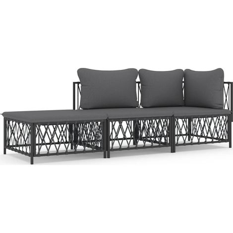 Maison Exclusive - Set Salotto da Giardino 3 pz con Cuscini in Acciaio Antracite (1/5)