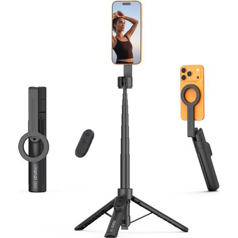 SK26 113 cm Magnetisches Selfie-Stativ, Selfie-Stick für Smartphones mit 10 m Bluetooth-Fernbedienung, 200° neigbares Stativ für MagSafe, Mini-Tragbares Stativ für Smartphones/iPhone 17-12 (1/5)