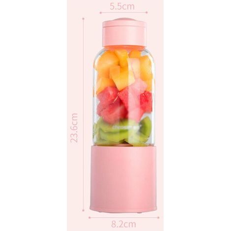 Tragbarer Mixer, Entsafterbecher mit 450 ml, 6 Klingen, BPA-frei, für Sport und Reisen, Mini-Mixer für Smoothies und Milchshakes, Weihnachtsgeschenk für Damen und Herren (Rosa) (1/5)
