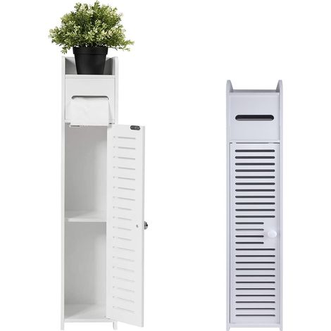Armoire de salle de bain étanche en MDF 15 x 16 x 80 cm – Rangement avec portes et étagères – Design compact pour espaces réduits (1/5)