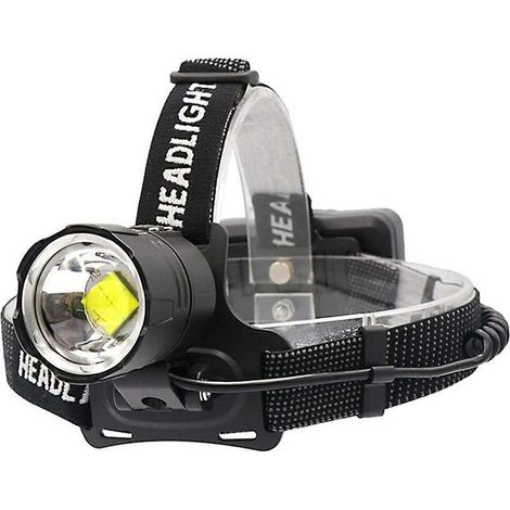 Linterna frontal LED recargable, 10000 lúmenes – Resistente al agua IPX5 – Tecnología XHP70.2 – Modos alto/bajo/estroboscópico – Zoom ajustable (1/5)