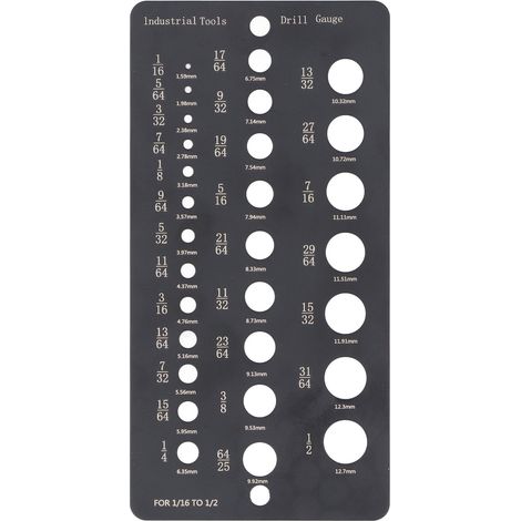 Calibrador de brocas para fresadora de 29 orificios, de 1/16 a 1/2 pulgada, decimal/métrico, acero inoxidable - Medición de doble cara (1/5)