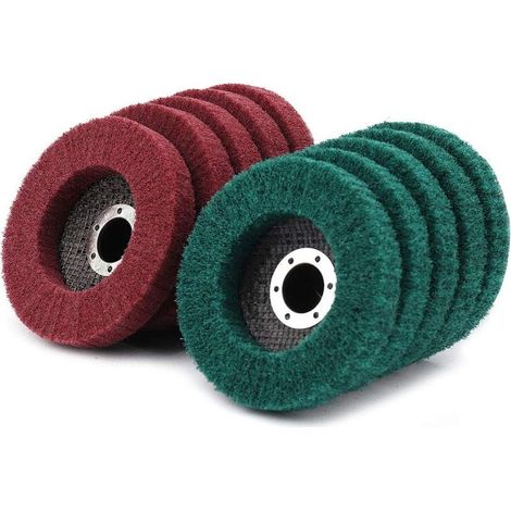 Disques à lamelles en fibre de nylon grain 180/320 de 10 pièces de 4 pouces pour le polissage des métaux, l'ébavurage et l'élimination de la rouille des soudures sur des surfaces complexes. (1/5)