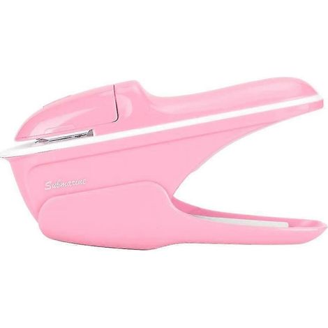 Agrafeuse sans agrafes ABS pour livres et papier, outil de reliure manuel (rose)