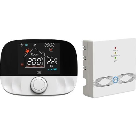 Termostato inalámbrico, programación inteligente, compatibilidad con control por voz, WiFi, blanco. (1/2)