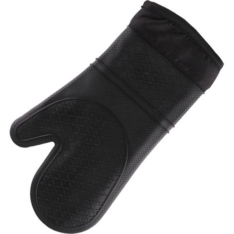 Gants résistants à la chaleur, doublure en coton de Silicone épais, mitaines de four isolées pour la cuisine, cuisson, noir (1/5)