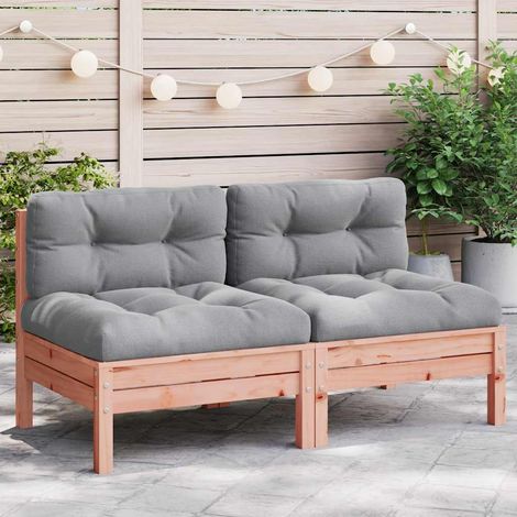 Gartensofa ohne Armlehnen mit Kissen 2Stk. Massivholz Douglasie