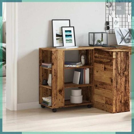 Armoire à roulettes - 856656 - vieux bois - 60 x 35 x 75 cm - 4 roulettes (2 verrouillables) (1/5)