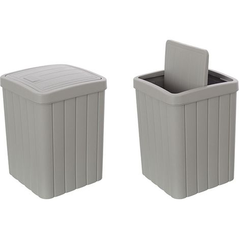 Pattumiera con Coperchio Basculante da Bagno Moderno Woody - Colore: Grigio