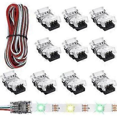 Connecteurs pour rubans LED à broches de 10 mm, compatibles avec les rubans LED sans soudure WS2811, WS2812B et SK6812, avec un câble de 5 mètres. (1/5)