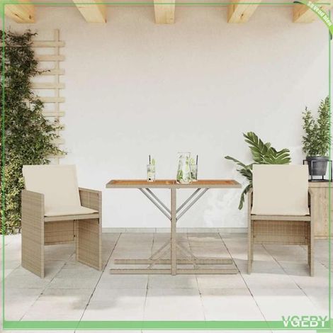 Ensemble de bistro 3 pcs - FAFEICY - 365069 - Beige - Résine tressée - Table acacia (1/5)