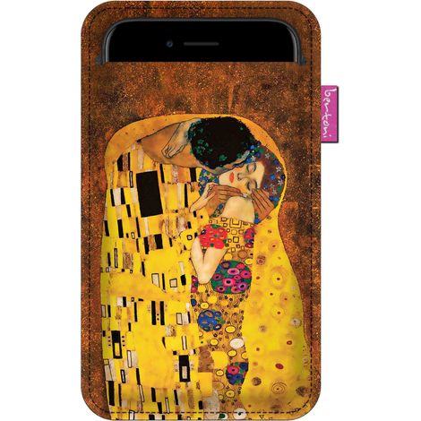 Étui pour smartphone, motif baiser – feutrine écologique, 105 x 175 mm, anthracite, impression résistante, protection du téléphone, lavable à 40 °C, Bertoni (1/4)