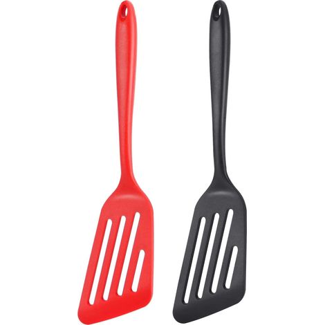 Spatule A Poisson - Silicone Alimentaire - Résistant Jusqu'à 230 °C - Antiadhésif - Pour Omelettes Filets De Poisson Crêpes - Lot De 2 (1/5)