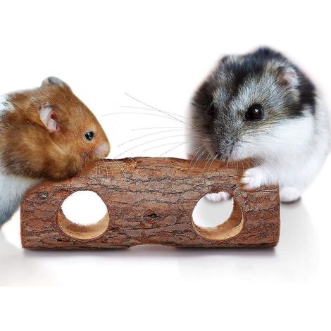 Arbre à mâcher en bois massif pour hamsters et gerbilles, support pour oiseaux, lapins, chats et chiens (15 cm) (1/3)