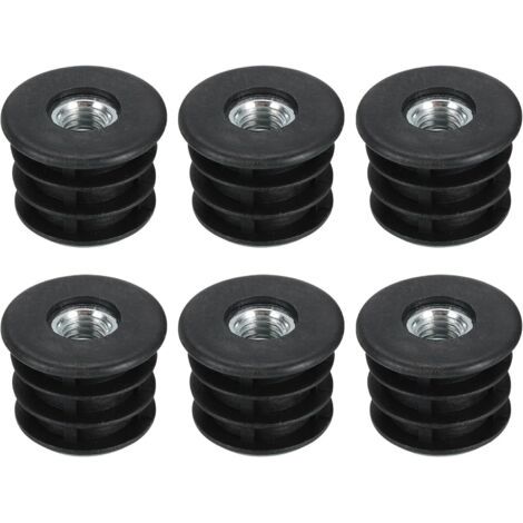 6 Embouts pour Tubes Ronds avec Filetage M8, pour Tube Rond de 25mm/0.98", Embout en Plastique Noir pour Pied de Meuble, Embout de Chaise avec roulettes (1/5)
