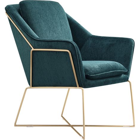 Design-Lehnsessel Selena - Smaragd-Grün - Goldener Edelstahl-Rahmen (1/5)