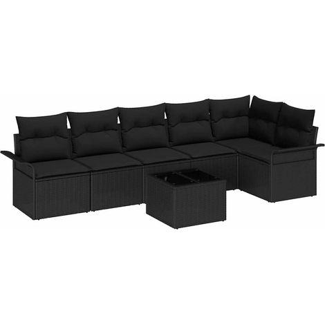 Maison Exclusive - Garten-Sofa-Set mit Kissen 7 pcs Schwarz Poly