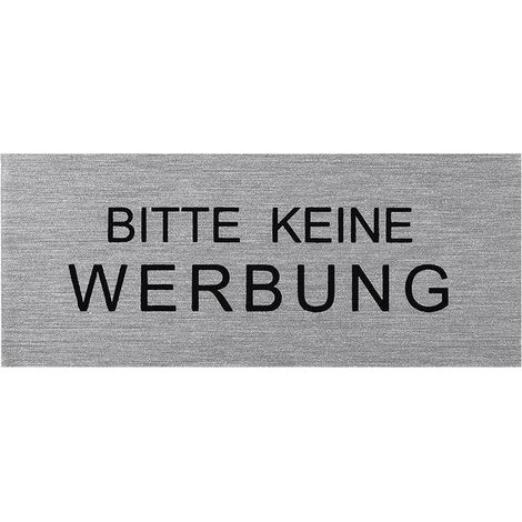 Plaque de porte en aluminium " Bitte keine Werbung " 60x25mm