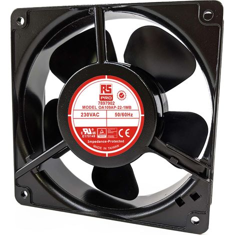 Ventilateur axial RS PRO 230 V c.a., 186.9m³/h, 120 x 120 x 38mm, 15W ( Prix pour 1 ) (1/4)
