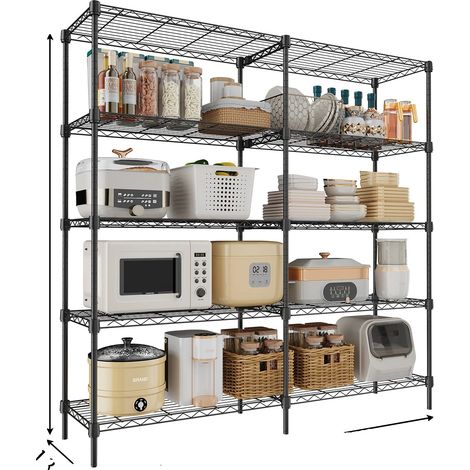 Étagère en fil métallique, construction en métal, 36 x 14 x 72 pouces, hauteur d'étagère réglable, capacité de charge 250 lbs, 5 étagères (1/5)