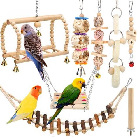 8 Pcs Ensemble Jouets Oiseaux, Perroquet Jouet, Oiseaux Accessoires Oiseau Jouet Oiseaux Perroquet, Jouet pour Perruches d'oiseaux Jouet Perruche Perroquet Oiseau Accessoire Perruches Cage (1/5)