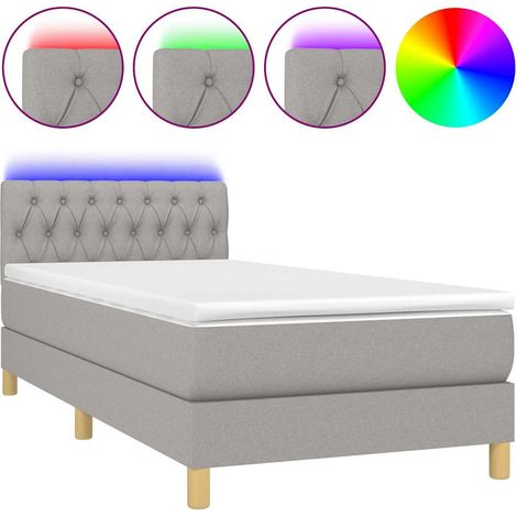 Maison Exclusive - Cama box spring colchón y luces LED tela gris (1/5)