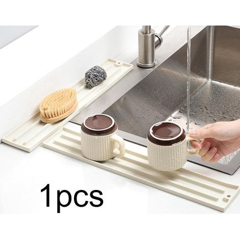 Soporte universal para tapas de ollas, alfombrilla de almacenamiento de silicona, organizador para secar y escurrir, color blanco roto. (1/3)