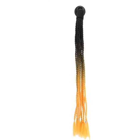 Attaches à Ventouse pour Casque Moto - Tresses Punk Noir et Orange, Accessoire Cheveux pour Motocycliste (1/5)