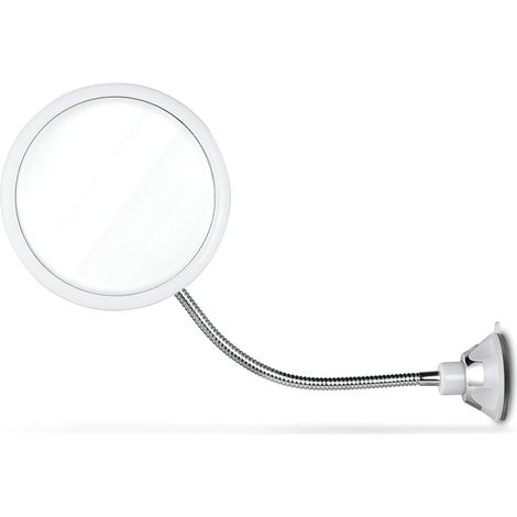 Espejo de ducha redondo de 17 cm, antivaho, con brazo flexible ajustable, giro de 360°, potente ventosa y diseño irrompible.