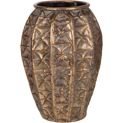 Jarrón de metal dorado 27x27x36.5
