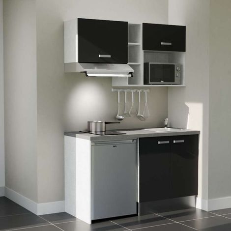 Kitchenette K13L-PT - 140 cm - plan stratifié, évier inox, électroménager inclus