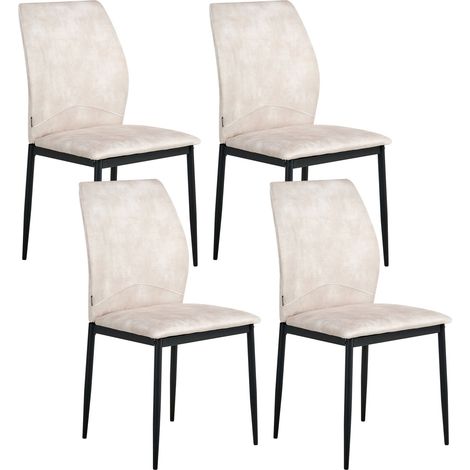 Set di 4 sedie da pranzo in tessuto in Gambe in ferro beige chiaro Rocheport