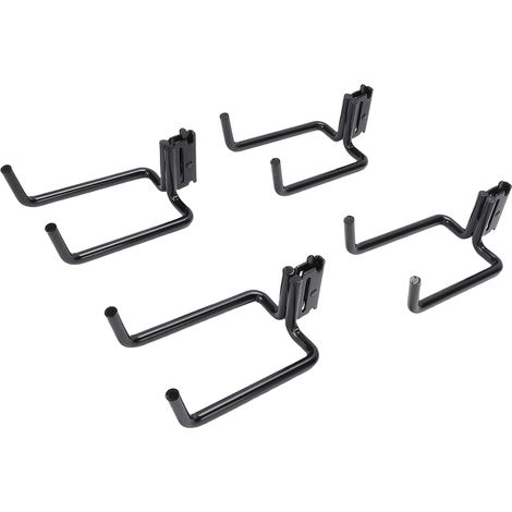 Support de Pelle Robuste E Track, Lot de 4 Crochets Double J en Acier, Crochet de Rangement pour Outils, Accessoires D'arrimage de Rail E pour Remorque Fermée, Camions (1/5)