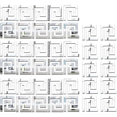 Autocollant mural miroir 3D amovible auto-adhésif carreaux acryliques décalcomanies Art bricolage décor bureau domicile mur pied ligne papier peint bordures ligne plinthe (Argent,40) (1/5)